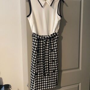Shelby & Palmer Black and White Houndstooth Midi Dress